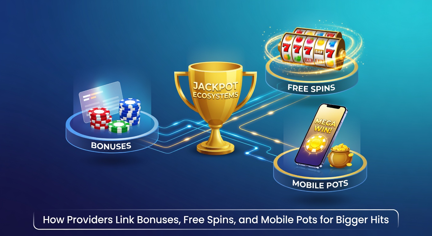 Visuelle Darstellung eines vernetzten Jackpot-Systems mit Boni, Freispielen und mobilen Elementen in einem Slot-Spiel